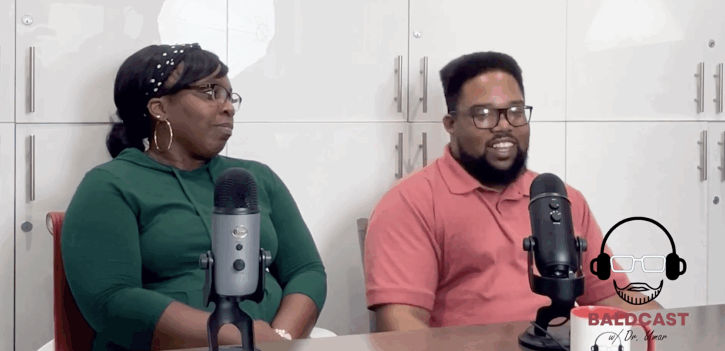 Adrian and his mother share reflections in the BaldCast studio after his successful Acne Keloidalis Nuchae (AKN) treatment with Dr. Sanusi Umar. Smiling and confident, Adrian recalls his long struggle and ultimate victory over the scalp condition in this “Life Unlocked” conversation.
