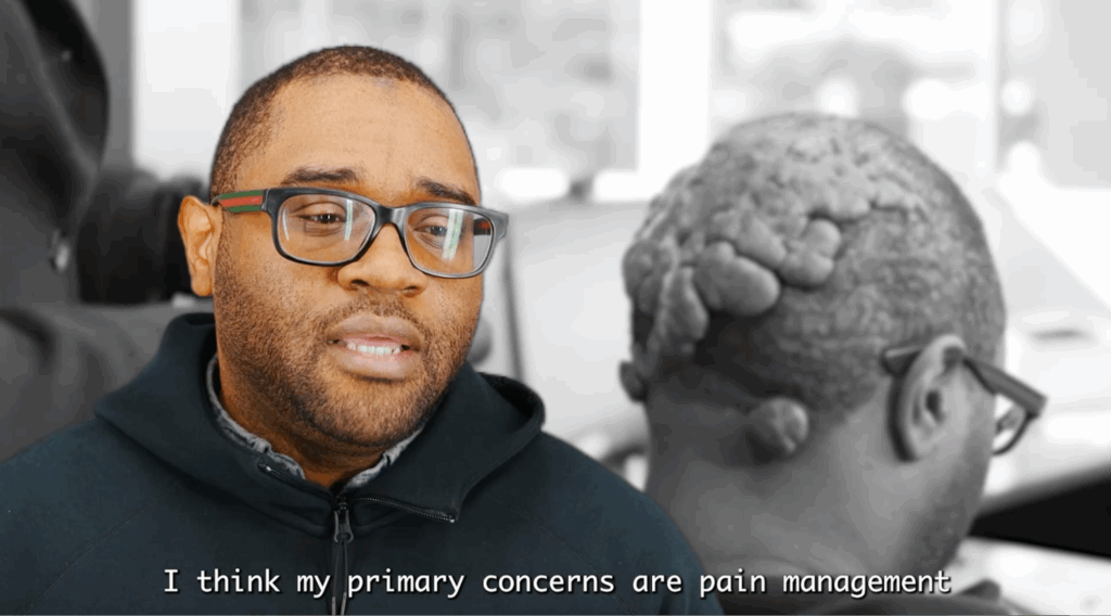 Anwar mentions his concerns after the surgery is pain management and long-lasting results. He expresses that the efficacy of this surgery is also important for him, to finally be free from the 16-year old lesion on his scalp.