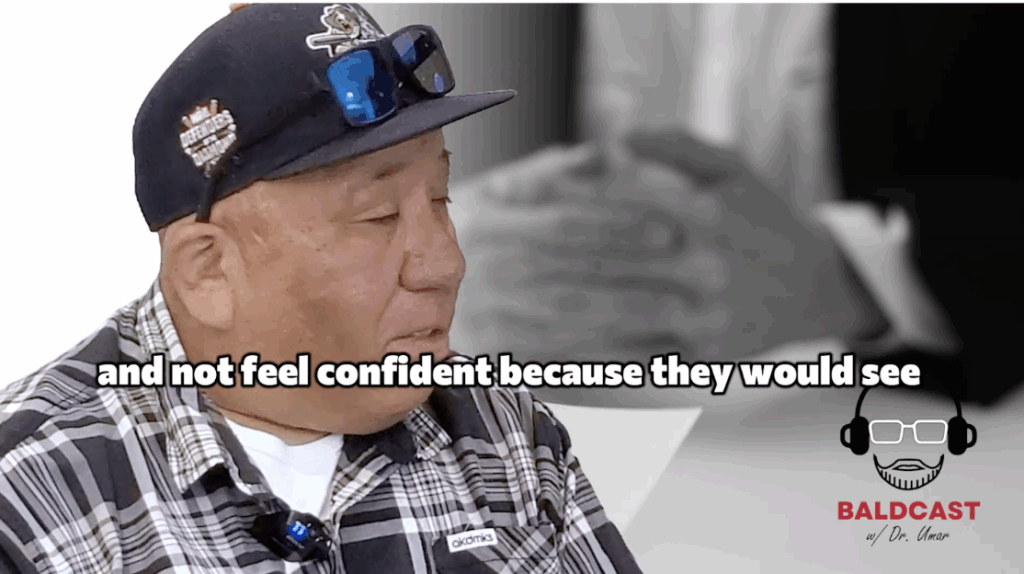 Robert expresses that he became less and less confident as his scalp bumps worsened.
