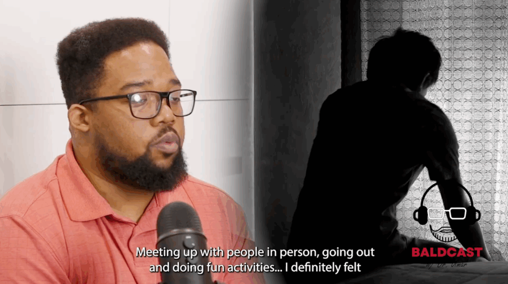 Adrian isolated himself from his friends and family as he struggled to hide his AKN lesion. 