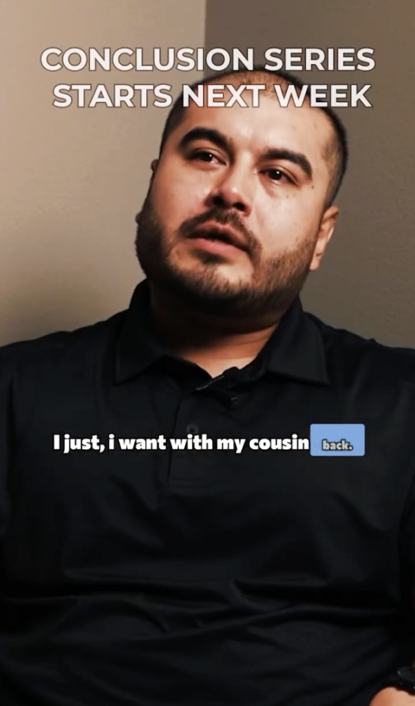A seated man in a black shirt with text above him reading Conclusion Series Starts Next Week.